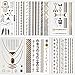 Inifty Temporary Tattoos Body Art Stickers Waterproof Shiny Jewelry High Gloss Shimmer Designs in Gold, Silver, Black & Blue Turquoise (6 Sheets Gold & Silver)