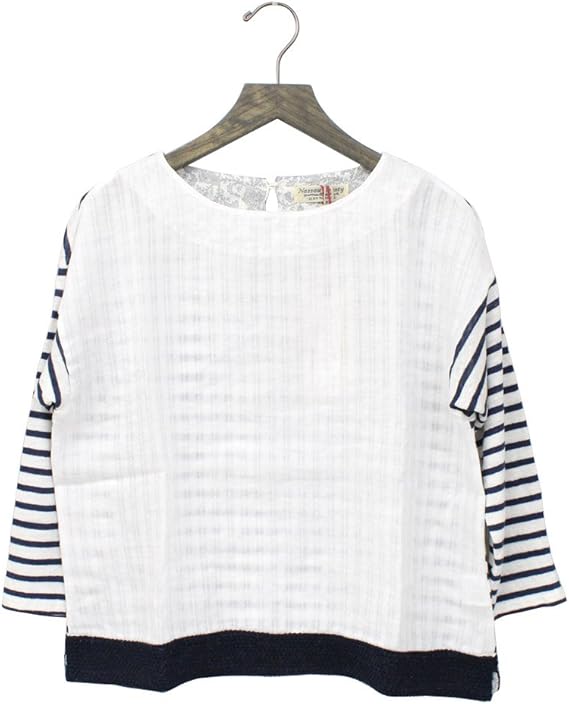 Amazon ジーンナッソーズ Jean Nassaus 麻カラミストライプ Bl ネイビー M ネイビー シャツ ブラウス 通販