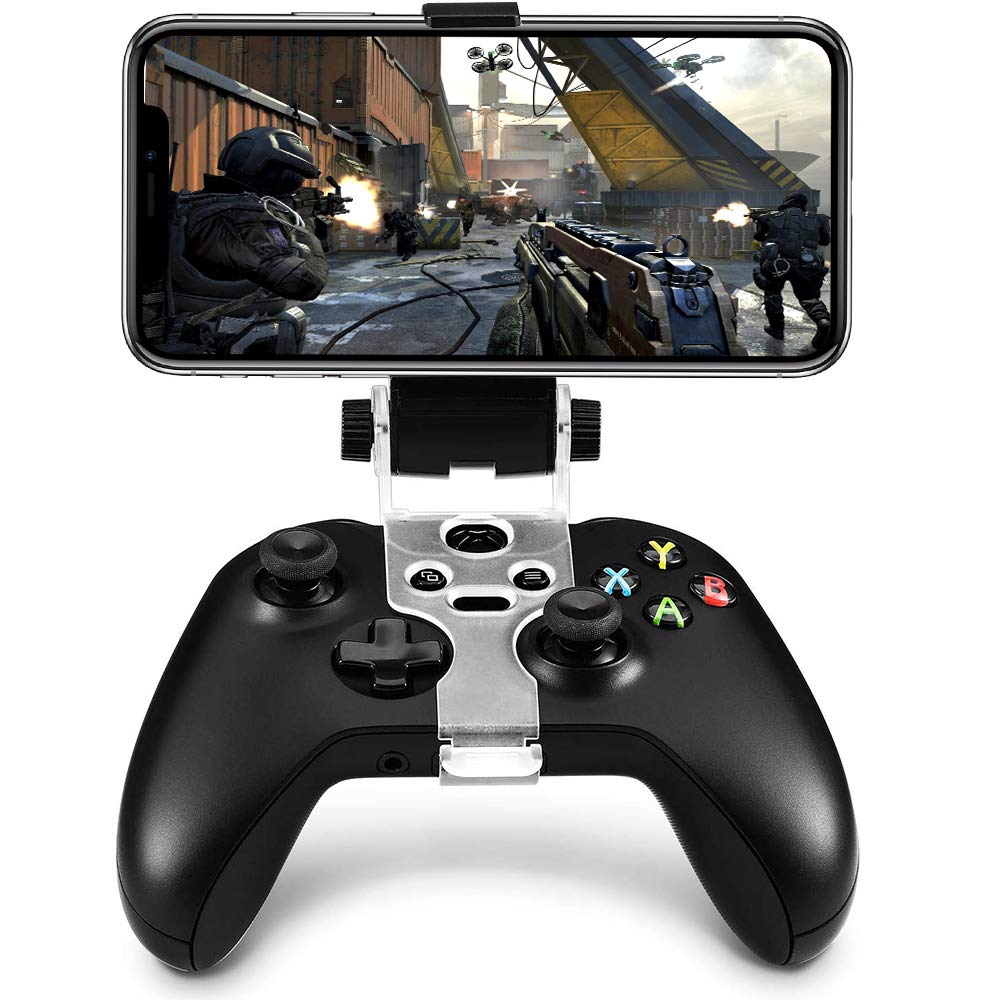Gamepad Foldable Mobile Phone Holder Smartphone Clip Cellphone Clamp Compatible with Microsoft Xbox One/Xbox One S/Xbox One X Controllers, 1 Phone Holder and 2 Joystick Cap Analog Stick Cap Included