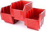 Prosperplast 33x Stacking Boxes Small Parts Plastic Red 155x100x70mm Workshop view 2