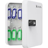 Pawfly 20 Position Key Cabinet with Combination Lock Resettable White Digital Security Storage Box Steel Key Organizer with C