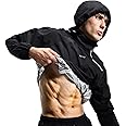 BVVU Sauna Suit for Men Zipper Sweat Sauna Jacket Pant Gym Workout Sweat Suits with Hood Training Bodyshaper