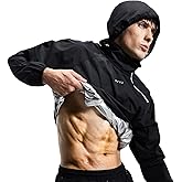 BVVU Sauna Suit for Men Zipper Sweat Sauna Jacket Pant Gym Workout Sweat Suits with Hood Training Bodyshaper