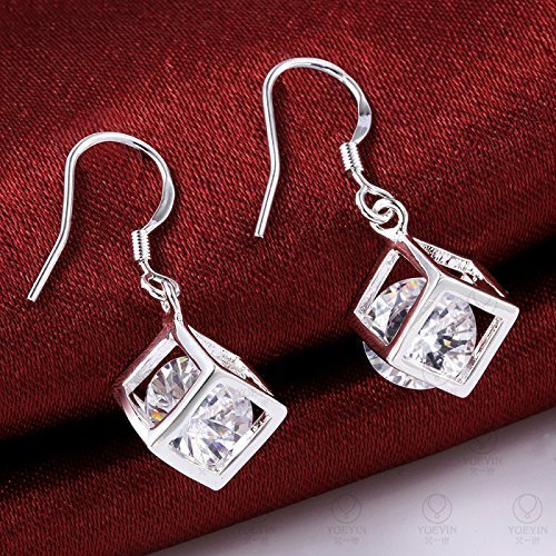 Hosaire Dangle Earrings Elegant Shining Crystal Drop Hook Earrings for Women's Jewelry - Thumbnail 2