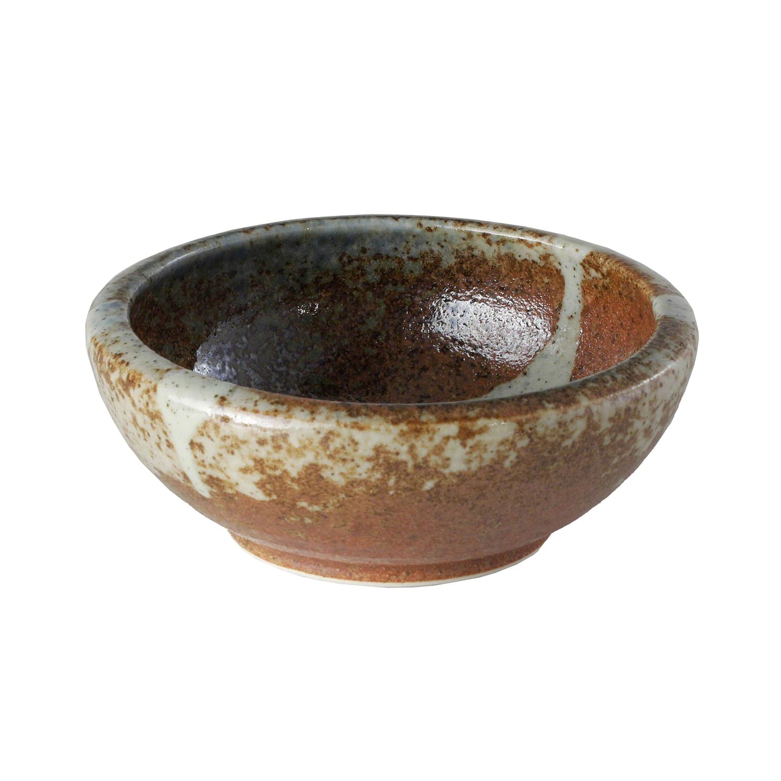 Wazakura Minoyaki Series Small Round Glazed Ikebana Flower Vase Made in Japan, Handpainted Floral Arrangement Pottery Supplies (White Stripe and Terracotta)
