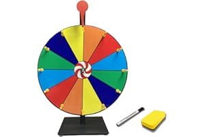 KATZEIST Spinning Wheel for Prize, 12 Inch 12 Slots Prize Wheel Dry Erase Coloful Lucky Spinning Prize Wheel, Spin Games for Carnival, Casino, Party, Classroom and More