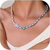 Peraca Cris Fish Necklace for Women Starfish Necklace Boho Colorful Beaded Fish Necklaces Summer Beachy Necklaces Beach Trendy Jewelry Gifts