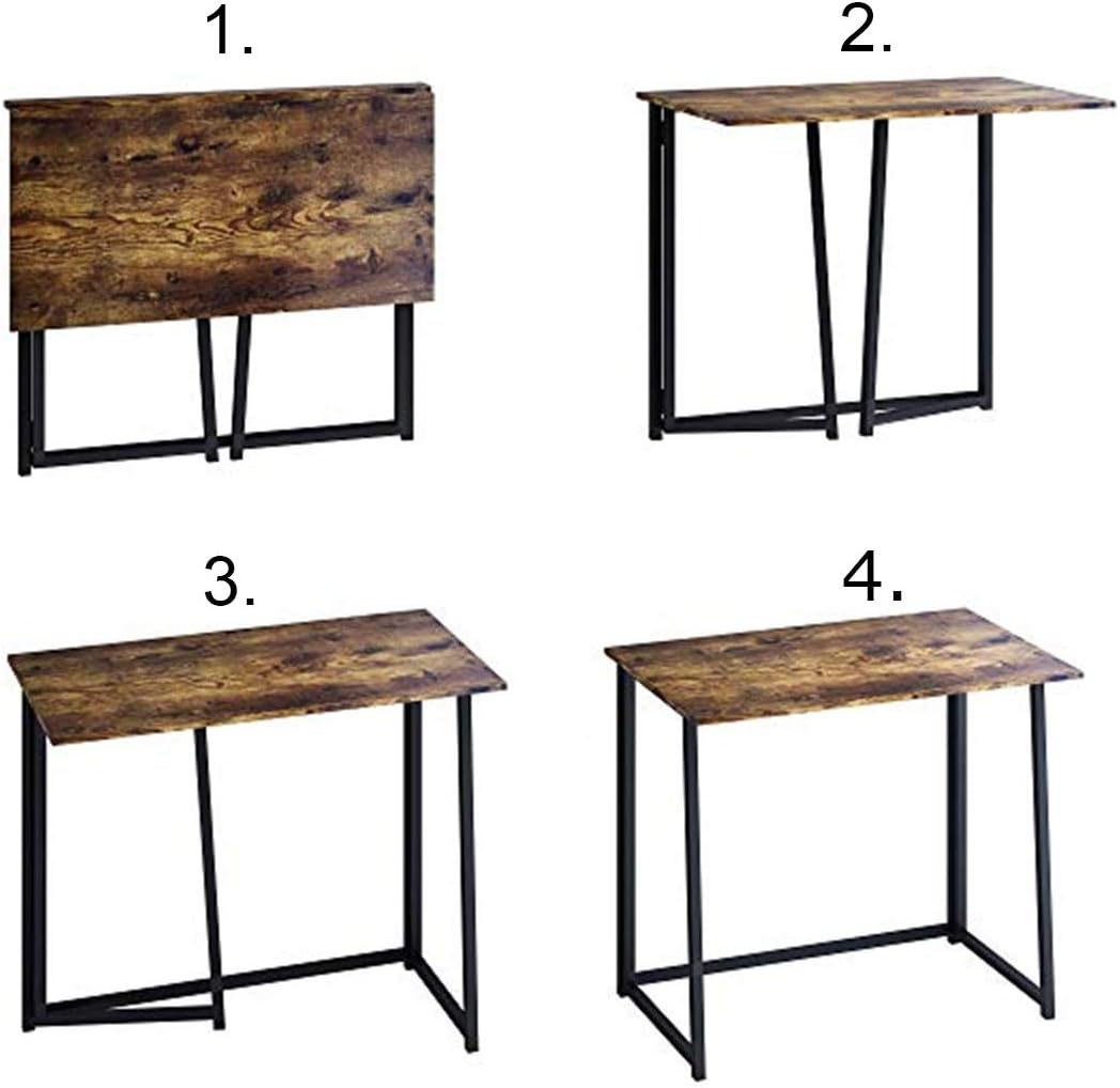 GHQME Folding Desk,Laptop Desk Home Office Desk Study Writing Desk No-Assembly Small Space (Fire Board): Kitchen & Dining