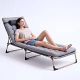 TRIOBLADE Heavy Duty Folding Sun Lounger 22mm Steel Frame 330lbs Grey view 3