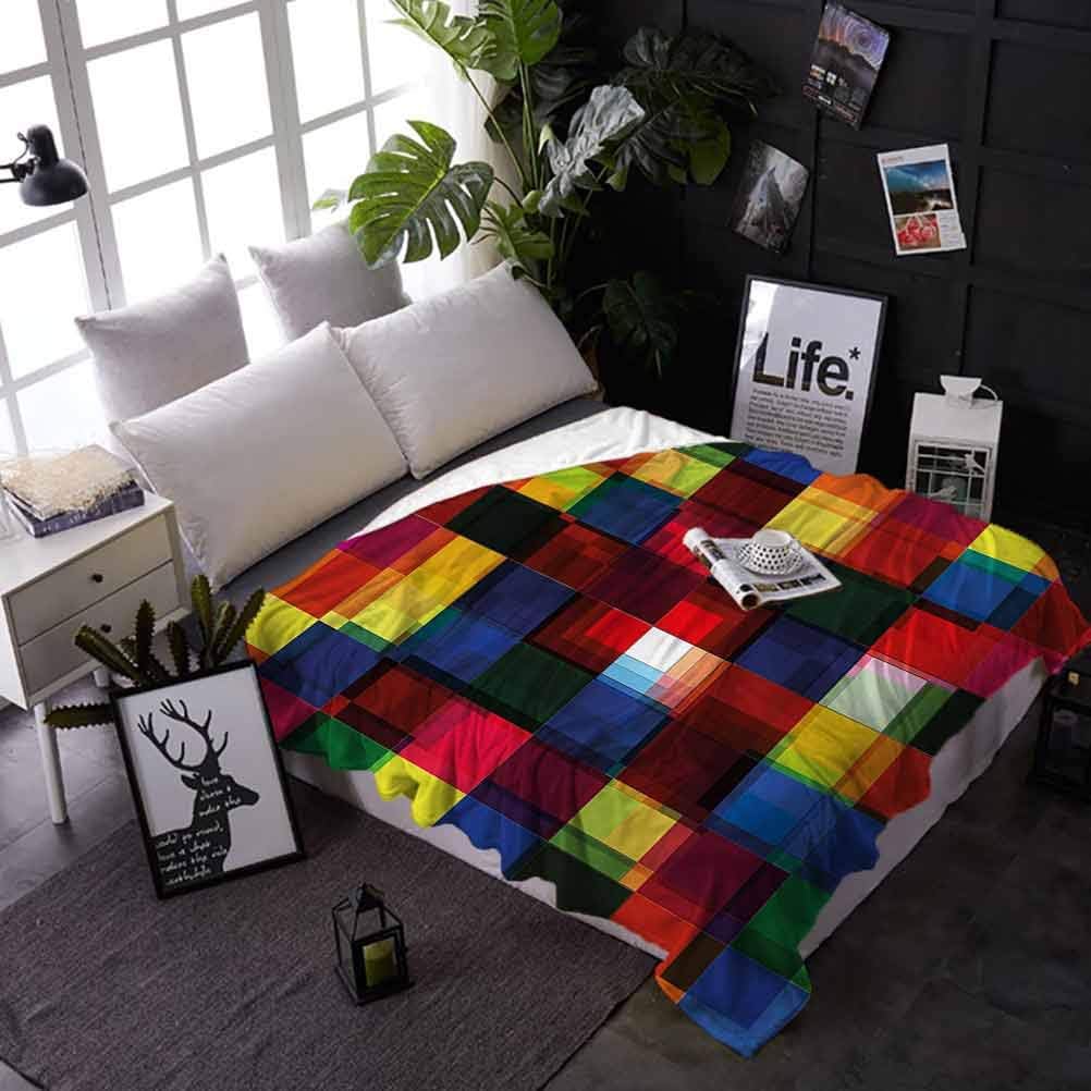 Bed Blanket Abstract Microfiber Flannel Blankets Halftoned Mosaic Tile