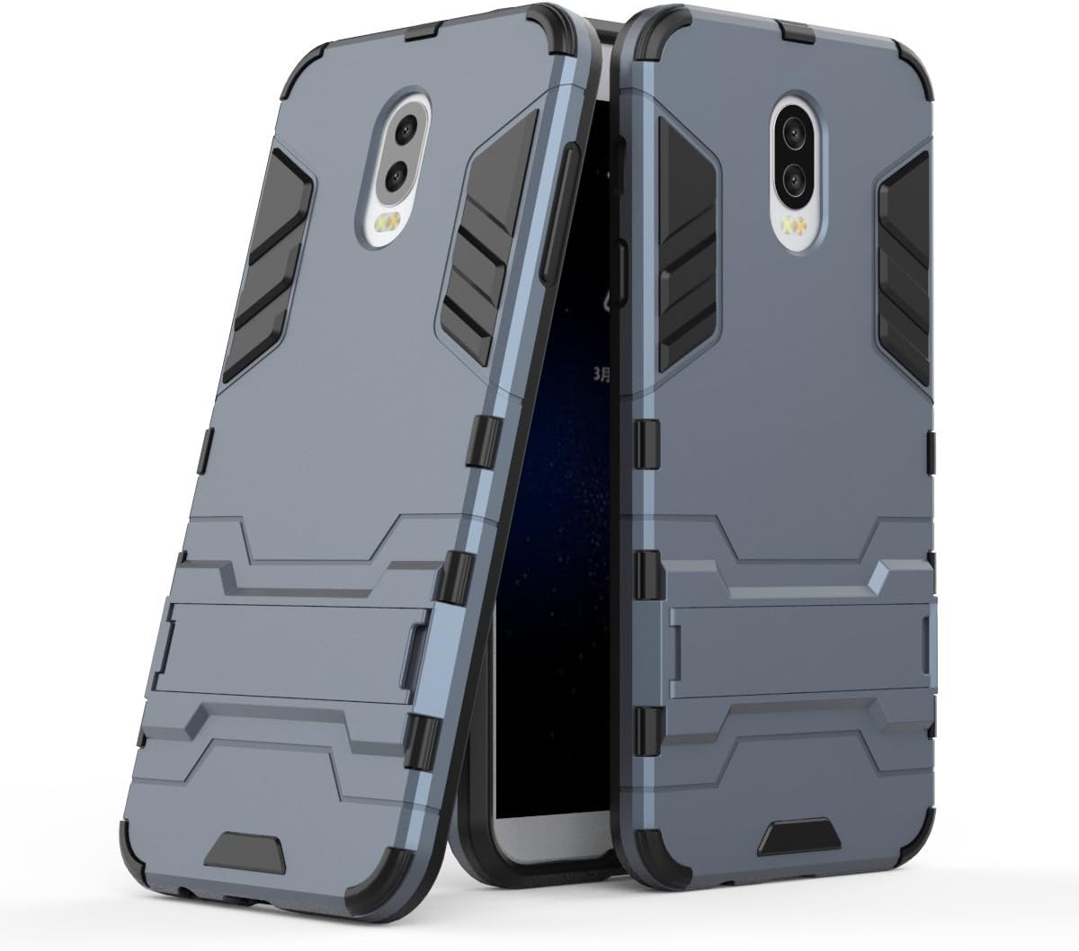 Samsung Galaxy C8 Case, SsHhUu Shock Proof Cover Dual Layer Hybrid Armor Combo Protective Hard Case with Kickstand for Samsung Galaxy C8 2017 (5.5") Blue Black