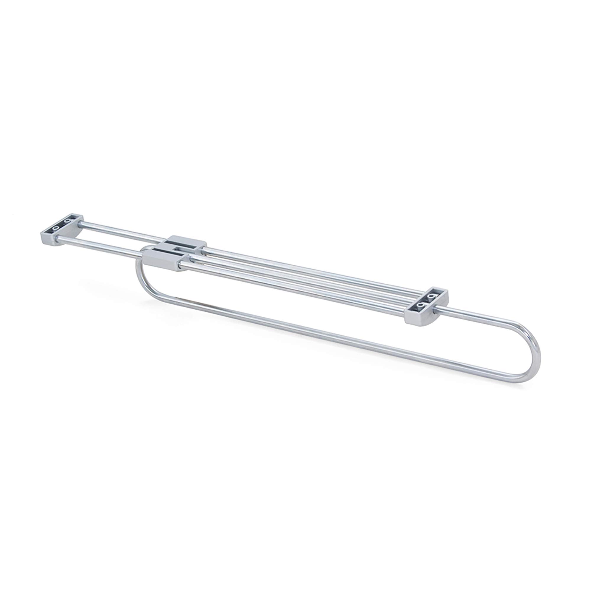Emuca - Self Pull-out wardrobe rail, 450mm (11,8 inch), Silver painted, Steel and Plastic