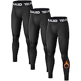 1 or 2 Pack Boys Thermal Compression Leggings Pants Youth Fleece Lined Base Layer Tights Cold Weather Gear