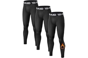 TELALEO 1 or 2 Pack Boys Thermal Compression Leggings Pants Youth Fleece Lined Base Layer Tights Cold Weather Gear