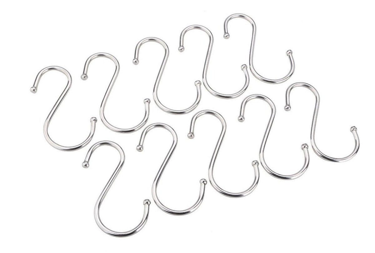 QTKJ S Shaped Hooks Heavy Duty for Hanging Coats,Pots and Pans,Plants Stainless Steel Hangers 20 Pack (7.6 cm)