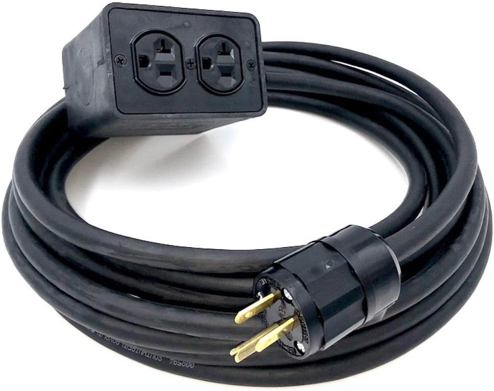 Rubber Quad Duplex Box 4 AC Outlets & 25' 12/3 Hardwired