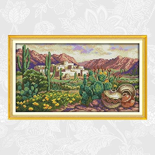 QYLLXSYY A Desert Scene Patterns Cross Stitch Kits 11CT Printed Fabric 14CT Canvas DMC Counted Cross-Stitch Embroidery Set (Cross Stitch Fabric CT Number : 11CT Printed Fabric)