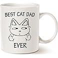 MAUAG Funny Cat Dad Coffee Mug for Cat Lovers, Best Cat Dad Ever Cute Father's Day Gifts for Dad Cup White, 11 Oz