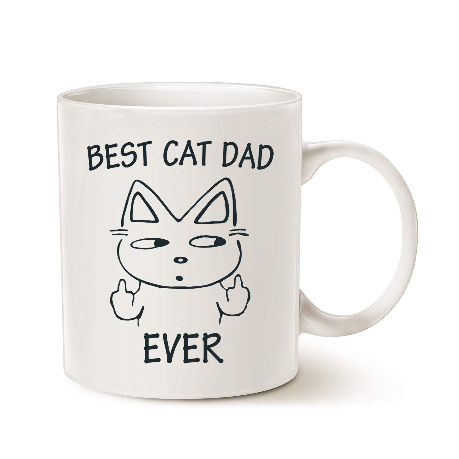 This Funny Father's Day Dad Coffee Mug for Cat Lovers, Best Cat Dad Ever Best Cute Christmas Gifts for Father Porcelain Cup White, 11 Oz