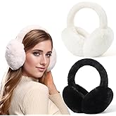 Dwenarry Women Winter Ear Muffs Warm faux fur Earmuffs Foldable Ear Warmer Ladies Ear Covers 1/2Pack