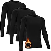 Suhine 3 Pcs 5-14Y Youth Boys Thermal Compression Shirts Fleece Athletic Baselayer Long Sleeve Soccer Baseball Undershirt