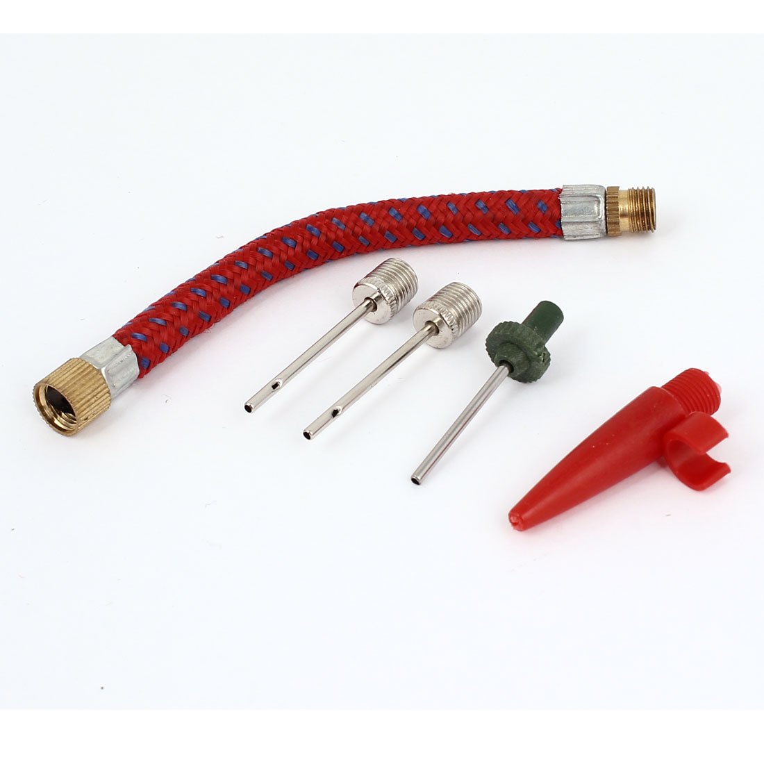 sourcingmap Volleyball Balloon Air Pump Ball Inflator Needle Valve Hose Set 5 in 1