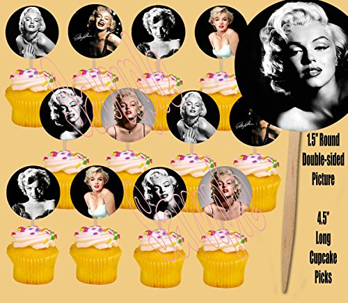 Marilyn Monroe Cupcake Picks Cake Topper Blonde Bombshell Norma Jeane - 12 pcs