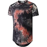 KLIEGOU Men's Slub Cotton Longline T-Shirt | 100% Textured Cotton Tee | Curved Hem | Crew Neck Casual Shirt | Pre-Shrunk