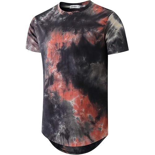 KLIEGOU Men's Hip hop Tie Dye Short Sleeve T-Shirt