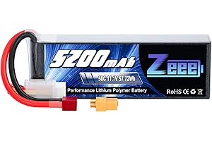 Zeee 3S Lipo Battery 5200mAh 11.1V 50C with T and XT60 Connector Soft Case Battery Compatible with RC Plane Quadcopter RC Airplane RC Helicopter RC Car Truck Boat