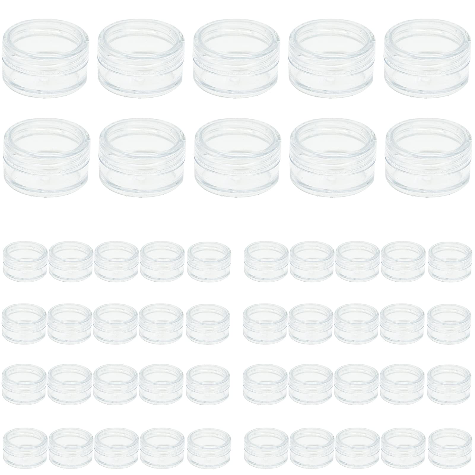 50 Pcs Plastic Cosmetic Jars, 5ml Sample Containers Pots Bottles with Clear Lids, Small Round Travel Sample Jar Pots, Mini Portable Cosmetic Containers for Creams Storage