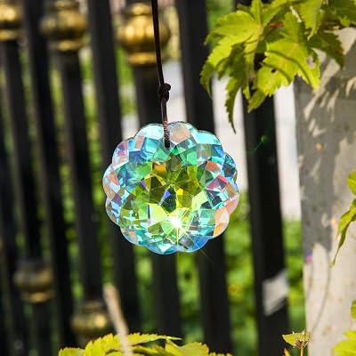HDCRYSTALGIFTS Colorful Mandala Crystal Pendant Suncatcher 45MM