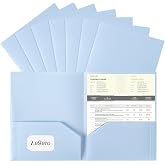 Aegero Plastic Folders with Pockets (7 Pack, Light Blue) | Durable Heavy Duty File Folders with Business Card Slot, 2-Pocket Folder for Schoolwork &amp; Office,Letter Size