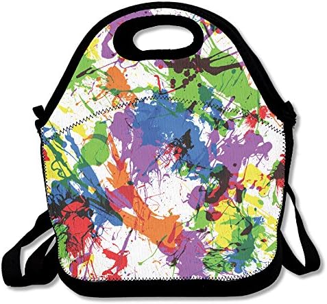 YWG Paint Splatter Print Ziplock Lunch Tote Bag Portable Handbag Lunch Box Waterproof Insulated Food Container For Boys&Girls School Picnic Office Travel Outdoor