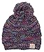 Funky Junque Kids Purple Stocking Cap, Toddler Beanie Winter Hat, Soft Cable Knit Pom Pom, Ages 1-4 - 4 Tone Mix - Black, Purple, Orange, Teal