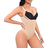 HMQ Thong Shapewear Bodysuit for Women Tummy Control Open Bust Body Shaper Slimmer Shaping Thong Underwear