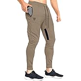 ZENWILL Mens Tapered Workout Running Pants,Gym Jogger Training Sweatpants Slim Fit with Zip Pockets