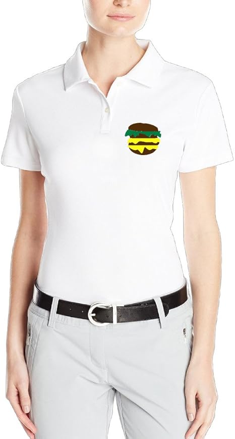 Amazon Emilyz レディース ポロシャツ トップス 今季最新 Tシャツ カートゥーン ハンバーガー イラスト 個性的な 半袖tシャツ White 半袖シャツ 着心地が良い Size Xxl ポロシャツ 通販