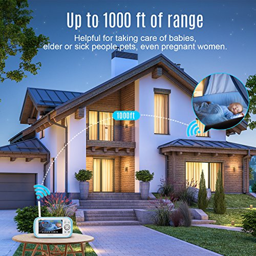 TENKER Digital Sound Activated Video Record Baby Monitor with 4.3-Inch Color LCD Screen, Remote Camera Pan-Tilt-Zoom, Lullaby, Night Vision, Two Way Talk, Audio Only Mode