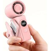 Portable Clip-On Mini Fan, Personal Handheld Fan for Stroller w/ LED Screen | Hands-Free, 360&deg;Rotatable Clip, Turbo 13500RPM,4 Wind,USB Rechargeable, Travel Lash Beach Concert Ideal, Gifts for Women Girl