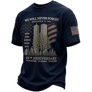 Men's Vintage 911 Memorial Never Forget American Flag Faith Hope Courage Tshirt