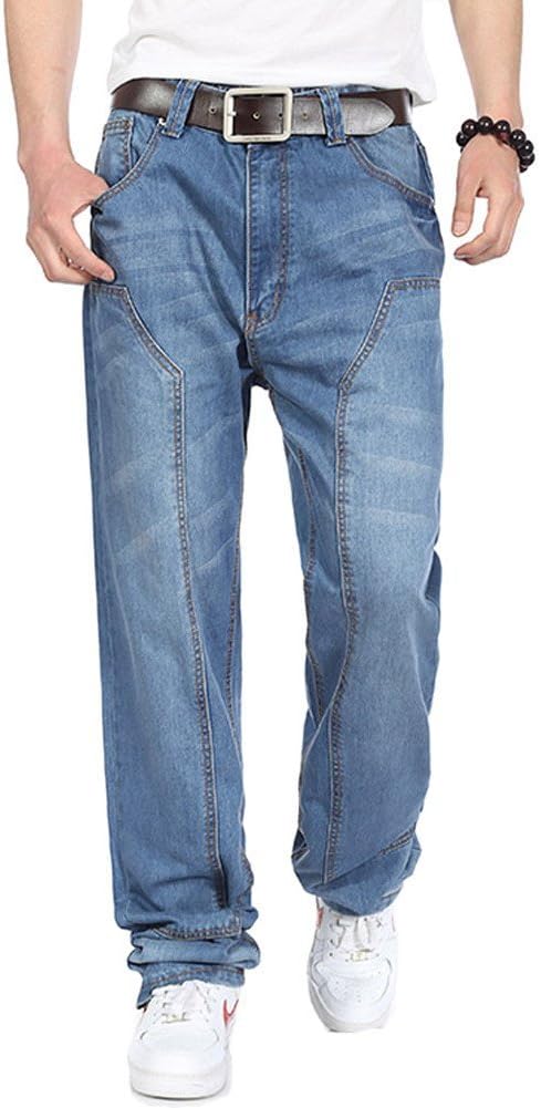 QBO Men's Loose Jeans Hip Hop Baggy Denim Pants