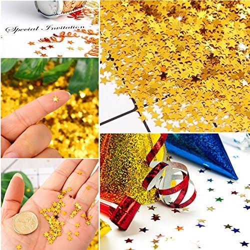 Gold Star Confetti Glitter Sequins for Party Wedding Festival Decorations DIY Projects Crafts Nail Art, 50 Grams/1.7 ounce Sold by MOPREETY