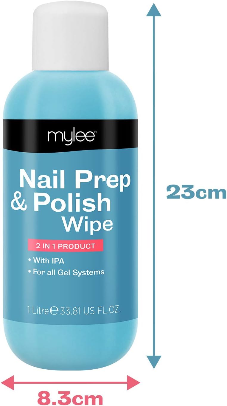 Mylee Prep + Wipe Gel Nail Polish Residue Cleaner Remover, 1000ml Bottle, Gel Nail Preparation - Image 4