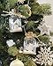 Hanging Glass Christmas Ornaments with Steel Handles, White and Silver (2.3 x 2.3 x 4 in, 3 Pack)