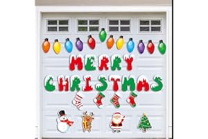 Joy Bang 38 Pcs Merry Christmas Garage Door Magnets for Refrigerator Car Xmas Door Magnetic Stickers Bulb Shaped Magnets Decor for Xmas Decorations Home Office Classroom Indoor Outdoor