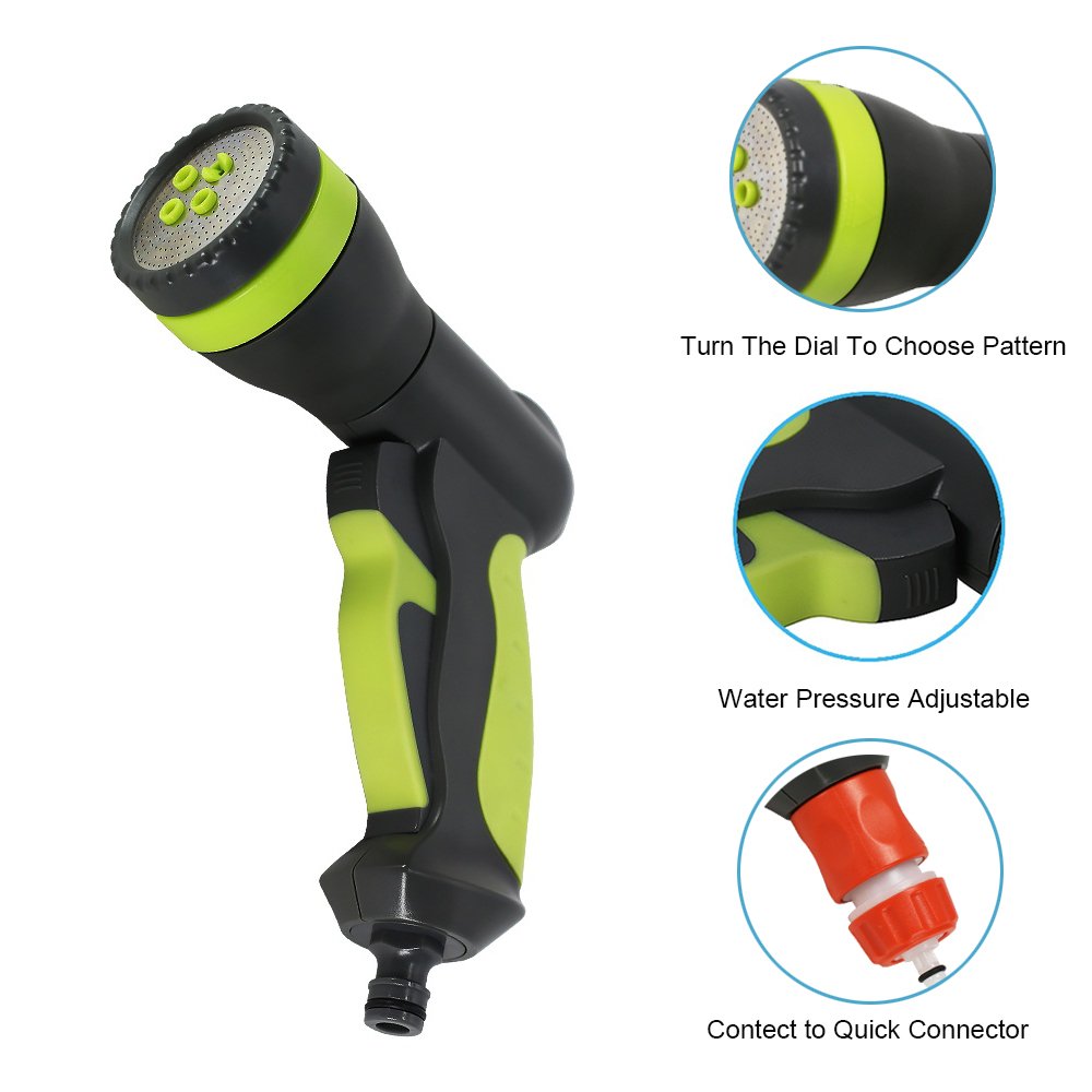 Garden Hose Nozzle, EVERTOP 4 Pattern Hand Sprayer Nozzles Water Spray Pistol with Quick Connectors for Lawn and Garden Watering …