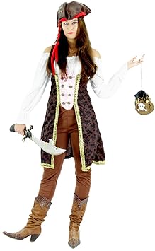 Piraten Kostüm für Damen Fasching Piratenbraut Frauen Karneval, Größe XL