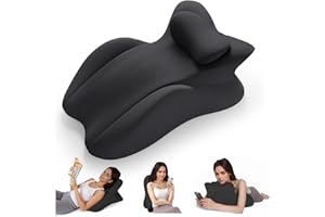 cjc Memory Foam Wedge Pillow for Adults, Multi-Position Support Bed Pillow with Removable Cover for Sleeping Sitting Up Prone Reading Back & Knee Support Leg Elevation (Black)