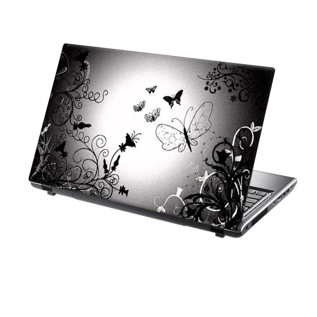 15'6 Inch Taylorhe laptop skin protective decal black and grey butterflies
